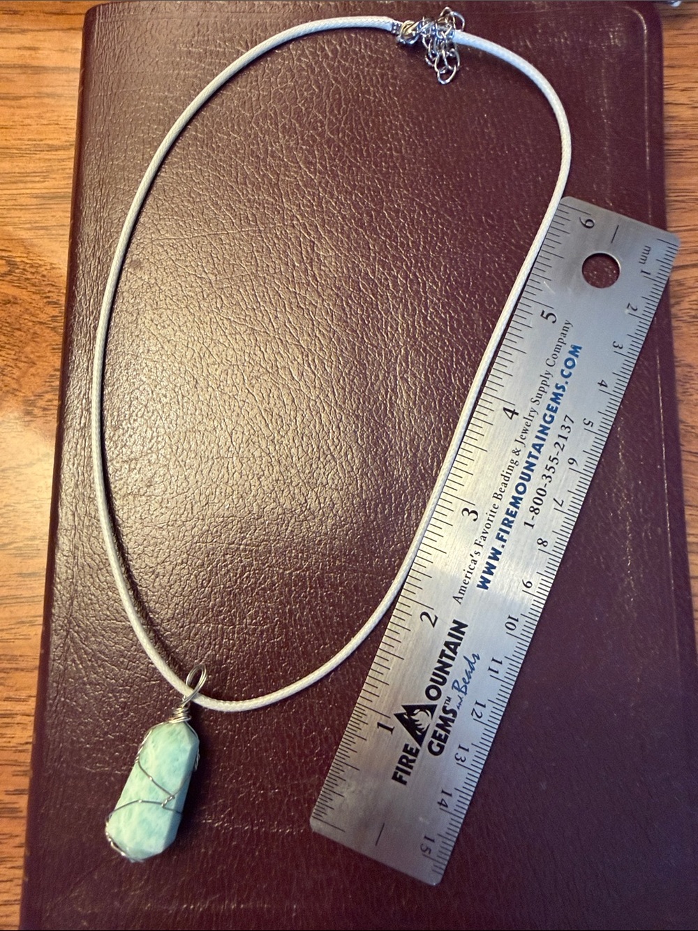 Silver Cord Necklace with Turquoise Wire-Wrapped Pendant